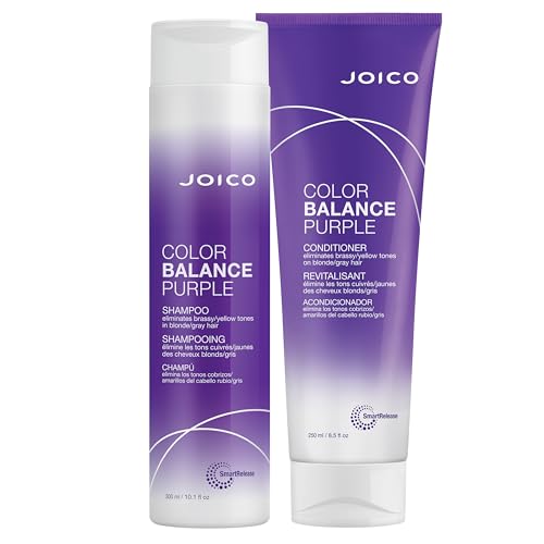 Joico Color Balance Purple Shampoo & Conditioner Set, Eliminate Brassy and Yellow tones, for Cool Blonde or Gray Hair