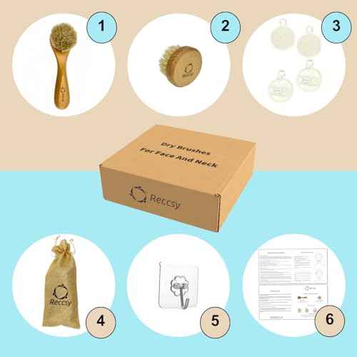 Face Dry Brush for Lymphatic Drainage Set,Exfoliating Face Brush+Face Scrubber for Women+4pcs Organic Facial Exfoliating Pads Reusable.Wooden Small Soft Bristle Facial Brushes for Cleaning.