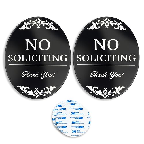 No Soliciting Sign for House with Stake - 50-mil Thick Aluminum - 5x10 Inch/37 Inch High - Adjustable Height - Outdoor Yard Sign for Home and Front Door… (MG-05)