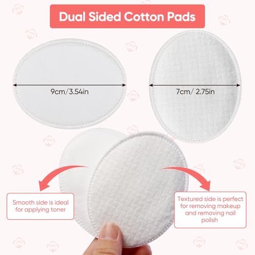 ICOTLE 2 Pack Large Oval Cotton Pads - 3-Layer Dual Texture, Lint-Free Makeup & Skincare Remover