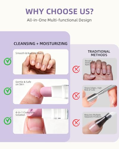 SnypeeLab 4-in-1 Cuticle Remover Pen with Push, Buff & Moisturize