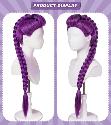 33.5" Purple Braided Wig for Kids with Adjustable Cap