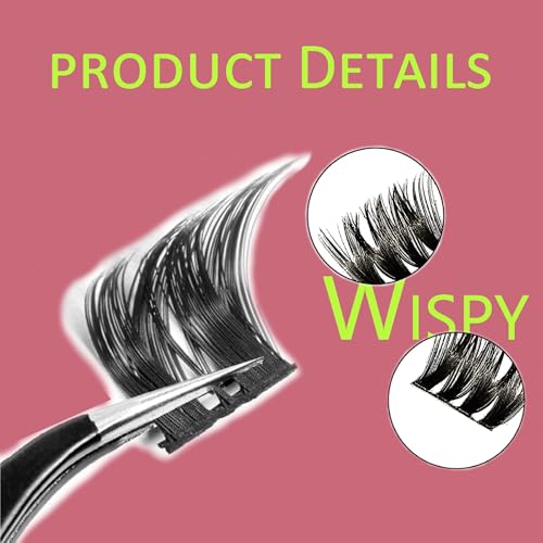 False lashes Valentine's Day Lash Clusters Kit-Wispy Lash Clusters Manga Lashes Kit D Curl Natural Fluffy Wispy Eyelash Extensions,Individual DIY Natural Cluster Lashes (110PCS - 8/10/12mm)