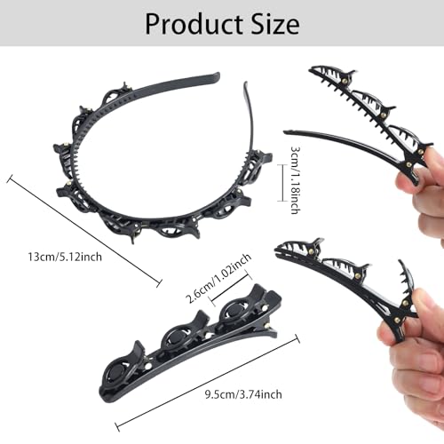Braided Hair Clips & Headband Set - 6 Piece Styling Accessories