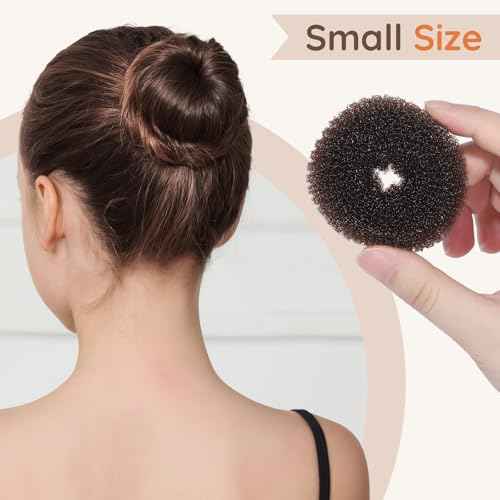 Teenitor Hair Net and Small Donut Bun Maker for Kids, 10 Pcs 30cm Invisible Hair Nets, 2 Pcs Hair Bun Maker with U Shaped Bobby Pins 20 Pcs and 5 Elastic Bands, Ballet Bun Kit For Kids, Dark Brown