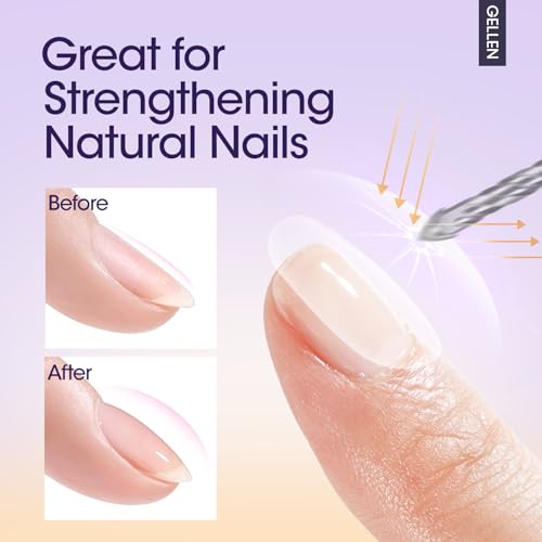 Gellen 4Pcs Gel Top Coat and Base Coat with Nail Strengthener Set for Gel Nail Polish, 18ml No Wipe Glossy and Matte Gel Top Coat, Base Coat Gel Nail Polish, Soak Off UV Gel to Nail Harder