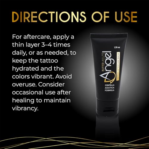 Angel Butter Allure Premium Tattoo Aftercare Cream. Dragon Blood, Centella Asiatica, Aloe Vera and Panthenol. Soothing Hydrating Tattoo Balm for Skin Repair, Moisturizing Aftercare Ointment, 1.75 oz