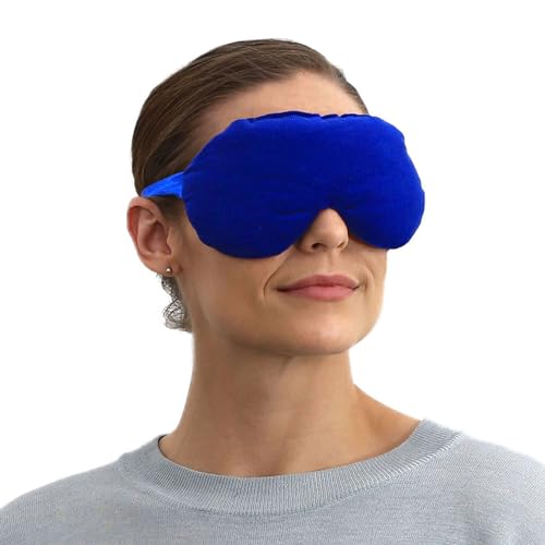 Lavender Eye Mask - Weighted Eye Mask for Relaxation and Yoga - Cold Therapy Eye Masks for Women, Men - 1 Eye Mask Blue