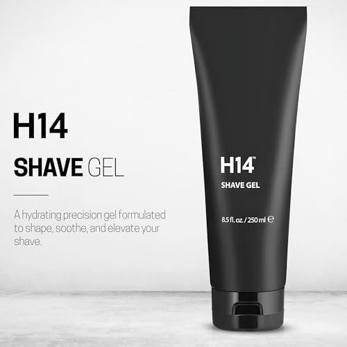 H14 Shave Gel for Men ? Clear, Non-Foaming Gel with Glycerin & Panthenol ? Soothes Razor Burn for Sensitive Skin ? Precision Glide for Beard & Head Shavers ? 8.5 fl oz / 250 ml