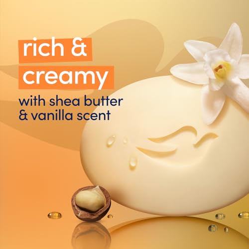 Dove Soap, Shea Butter & Vanilla Beauty Bar 2-Pack (8 Soap Bars) ? 3-in-1 Moisturizing Face, Body & Hand Soap, 3.17 Oz Ea