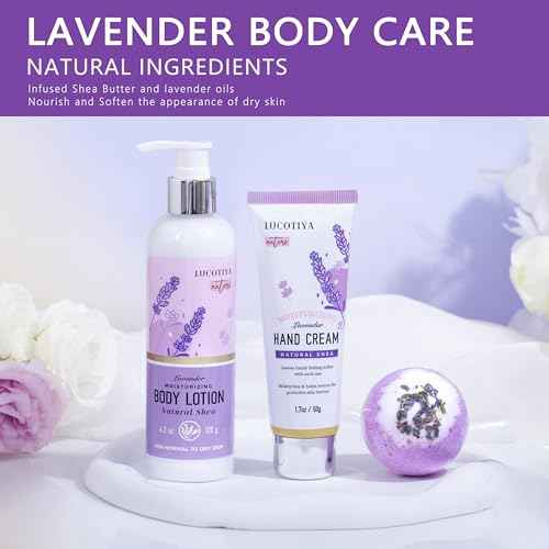Lavender Spa Bath and Body Gift Set - Relaxing Self Care Baskets for Women - Birthday Gifts for Her, Sister, Mom, Wife