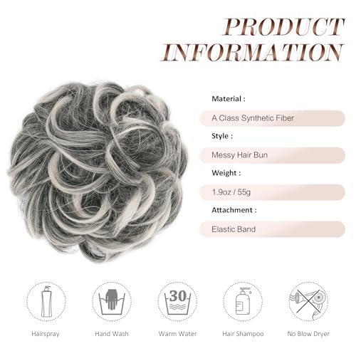 Messy Bun Hair Piece - Large Wavy Synthetic Chignon with Elastic