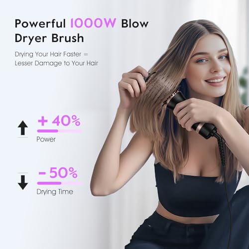 Mini Travel Dual Voltage Hair Dryer Brush 1000W