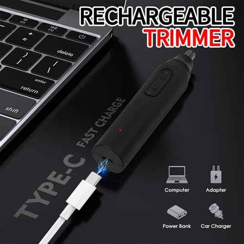 Nose & Ear Hair Trimmer for Men Women,2025 Painless Rechargeable Nose & Eyebrow Hair Trimmer Clipper,Portable Facial Hair Removal and Eyebrow Razor for Easy Cleansing (Black Blue)