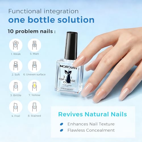 Morovan 3-in-1 Nail Strengthener & Quick Dry Top Coat