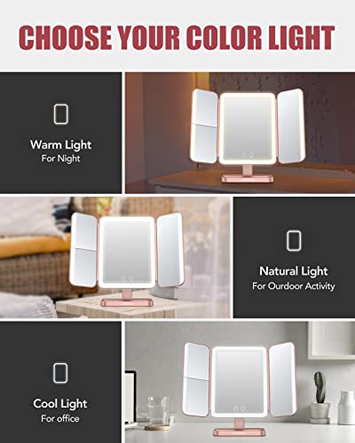 EASEHOLD Rechargeable LED Makeup Mirror with 10X Magnification