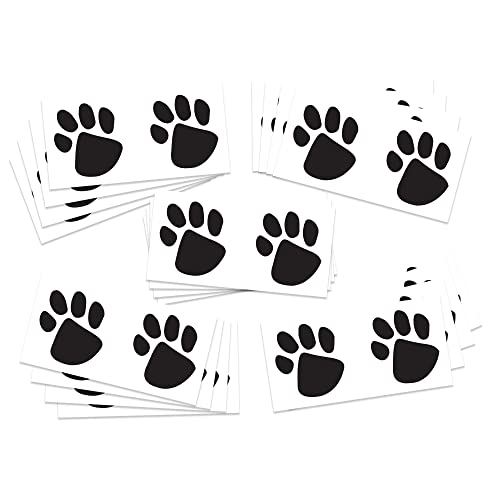 Paw Print Temporary Tattoos / 20 Double Paw Prints/Great for School & Team Spirit/Skin Safe/Removable (Black)