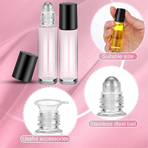 Sumind 150 Pcs 10ml Essential Oil Roller Bottles Glass with Funnels