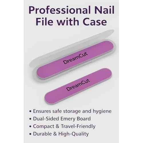DreamCut Nail File with Case ? Portable Emery Board for Smooth & Precise Nail Shaping ? Compact & Travel-Friendly
