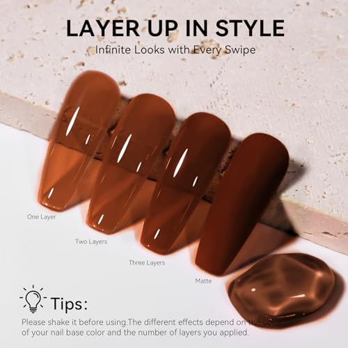 MEGIOR Jelly Gel Nail Polish - 0.5 Fl Oz Caramel Brown