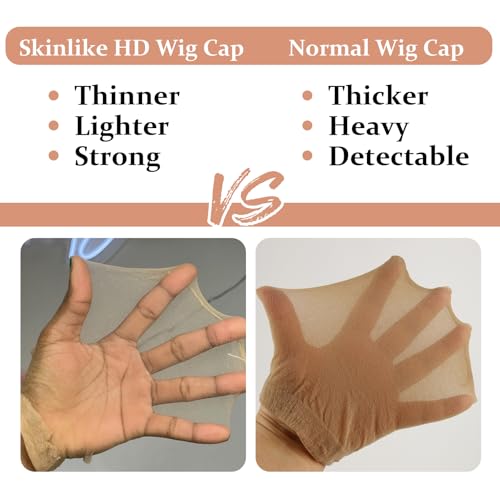 BEEOS Skinlike HD Wig Cap - 4 Pieces Invisible Breathable Stretchy Stocking Caps