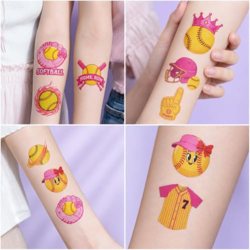 96 Pcs Softball Temporary Tattoos for Kids Sports Party Favors