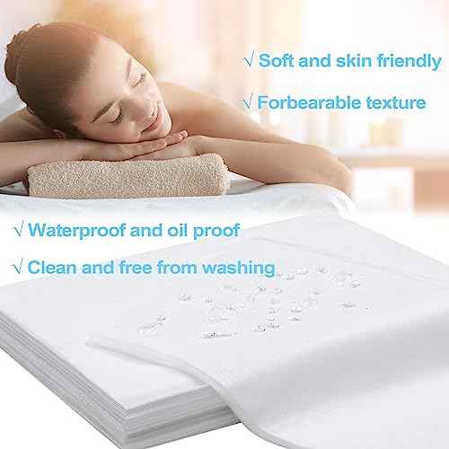 200pcs Massage Table Sheets 31''x71'' Disposable Bed Sheets Non-Woven Fabric Bed Covers for SPA Tattoo Massage Table(White)