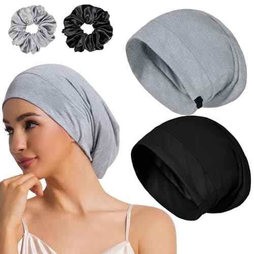 Sleep Cap Bonnet for Sleeping Black Women Men, Adjustable Cooling Lining Bonnets for Curly Hair Wrap Braids Beanie Night Hat