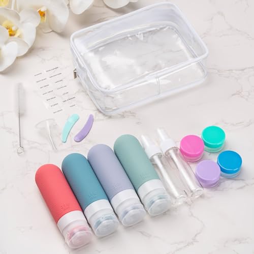 16-Piece TSA Approved Travel Bottles Set, Leak-Proof 3oz Silicone Containers