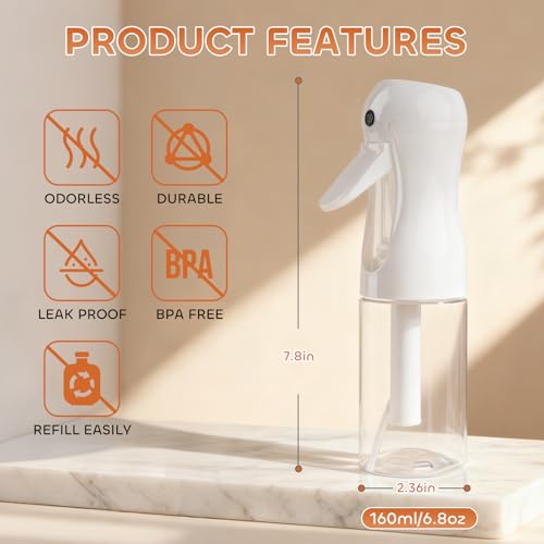 AMOMELA Continuous Spray Bottle 200ml 2-Pack | Hair & Plant Mister