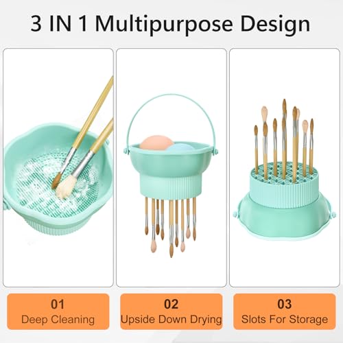 Senbowe 3 in 1 Makeup Brush Cleaner Mat with Bowl