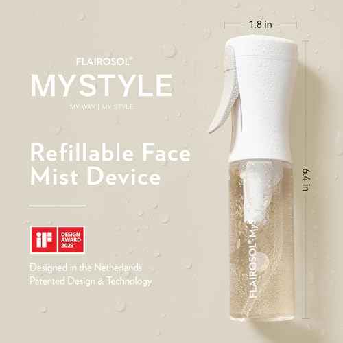FLAIROSOL MyStyle, Spray Bottle for Hair - Small Travel Spray Bottle, Ultra Fine Continuous Water Mist for Face, Hairstyling, Salon, Cleaning, Beauty, Toners, Hydration & Makeup, 3.04oz / 90ml, White