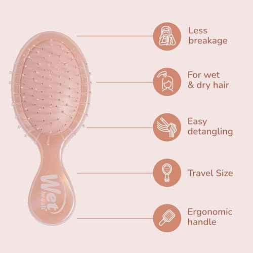 Wet Brush Mini Detangler Hair Brush, Bronze (Iridescence Icon), Detangling Travel Hairbrush, Ultra-Soft IntelliFlex Bristles Glide Through Tangles with Ease, Pain-Free, All Hair Types, Limited Edition