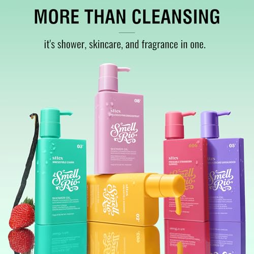 Sttes Smell Rio Shower Oil 05# (Vanilla Orchid Sandalwood) - Natural Moisturizing Body Cleanser with Sunflower, Jojoba & Macadamia Oils, Paraben & Mineral Oil Free, 155g/5.47 Oz