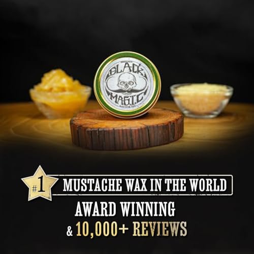 THE VINTAGE GROOMING CO. Black Mustache Wax | Black Magic Death Grip Moustache Wax | Hide Grey Hair In Beard Or Moustache | Extra Strong Hold Mustache Wax Unscented | 1 oz Tin Heat Source Required