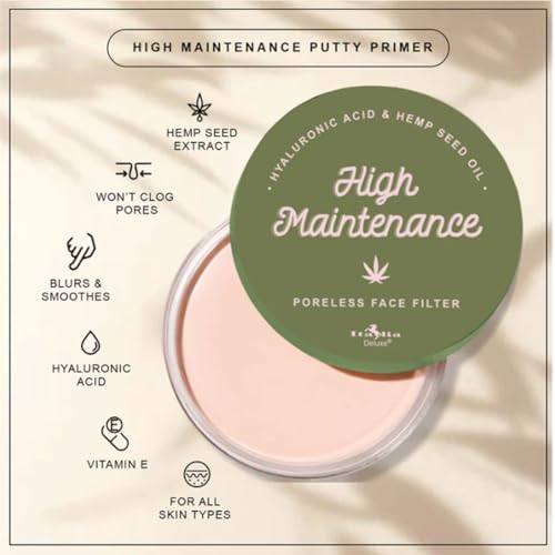 Italia Deluxe 1 x High Maintenance Putty Primer makeup Vitamin E IT-107 & Zipper Bag, Brown