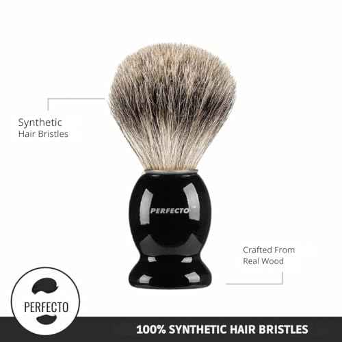 Perfecto Synthetic Bristles Shaving Brush For Men, Engineered for The Best Shave of Your Life. Shave Brush for Wet Shave for Safety Razor - Barbers Accessories, Gift For Him