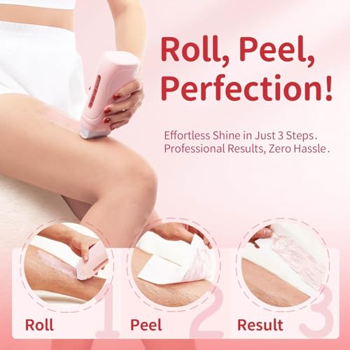 Waxfans Honey Roll On Wax Kit for Hair Removal,Wax Roller Kit with 1 Waxing Cartridge & 50 Waxing Strips, Beginner Friendly for All Skin Types, Long-Lasting Smoothness.