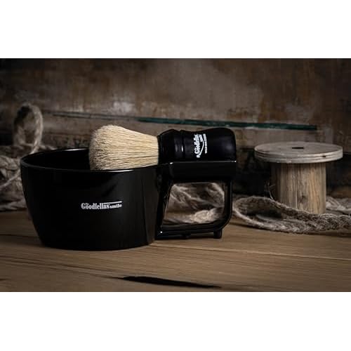 The Goodfellas' smile, Shave & Lather Bowl ? Durable Impact?Resistan Resin, Built?In Brush Rest, 4.9¡È Diameter ? Perfect for Traditional Wet Shaving (Black)