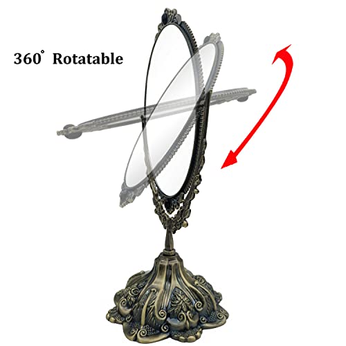 Hsiwto Vintage Double-Sided Makeup Mirror with 360° Rotation