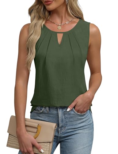 Blooming Jelly Womens Summer Tank Top Sleeveless Business Casual Outfits 2024 Basic Blouse Work Shirt (S, Yellow)