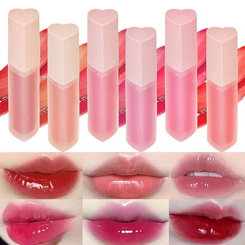 Juicy Lasting Tint Lip Gloss Set - 6 Colors, Glossy Hydrating