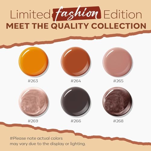 Modelones Fall Nail Polish Set with 6 Colors - Orange Brown Variation