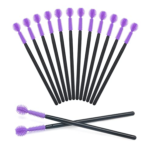 G2PLUS 50PCS Disposable Silicone Eyelash Brushes - Purple Mascara Wands