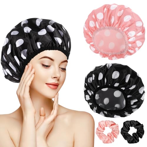 Large Waterproof Shower Caps for Women (2-Pack)