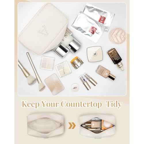 Vlando Bridesmaid Engagement Gift for Her Small Cosmetic Bag Makeup Organizer Monogrammed Birthday Gifts for Mom Women Travelers Grandma M