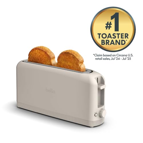 BELLA 2-Slice Slim Toaster, 10" Long Slot, 6 Settings