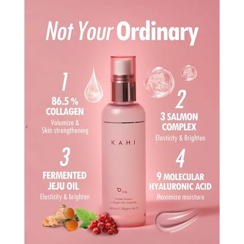 KAHI Fine Line Bounce Collagen Serum Facial Mist Ampoule Korean Skin Care | Hydrating Face Mist Daily Face Serum | Facial Mist Spray Hydration Daily Moisturizer for Face 4.06 fl oz