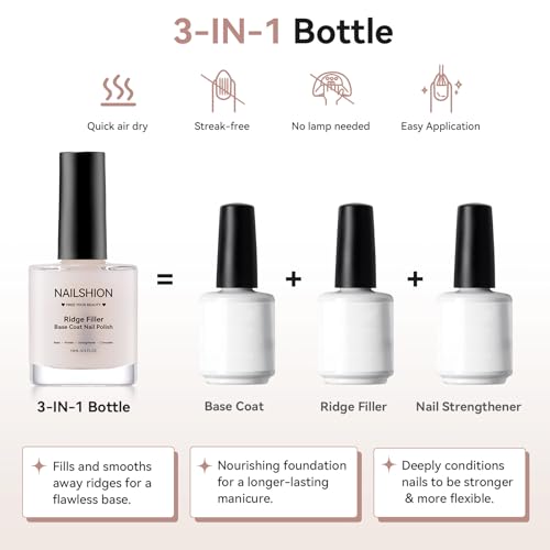 Ridge Filler Base Coat 3-in-1 Nail Strengthener by Nailshion