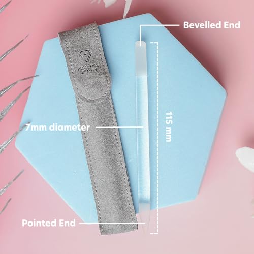 Czech Glass Cuticle Pusher - Dual-Ended Reusable Nail Stick with Pouch
